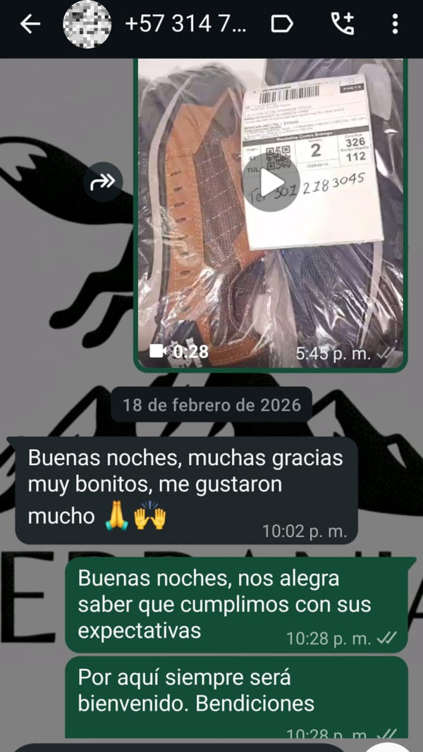 Reseña WhatsApp de cliente Serranía