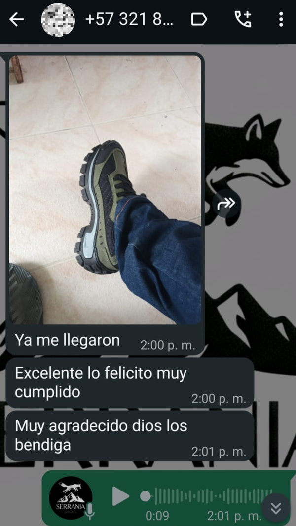 Reseña WhatsApp de cliente Serranía